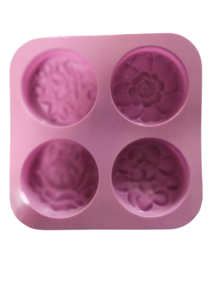 Soap Mould 4 Cavity Flowers Silicone