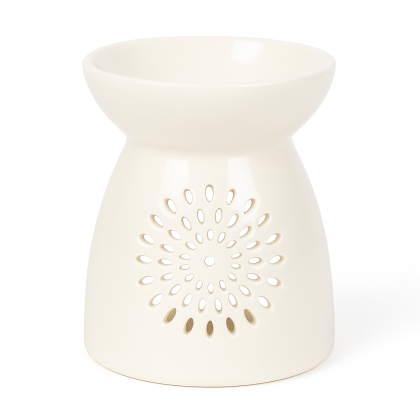 Ceramic Fragrance Burner: White Circular Design