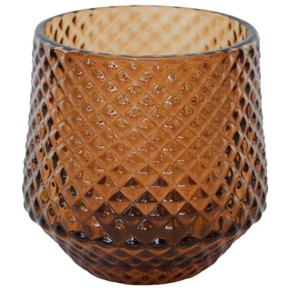 Amber Crosshatch Votive