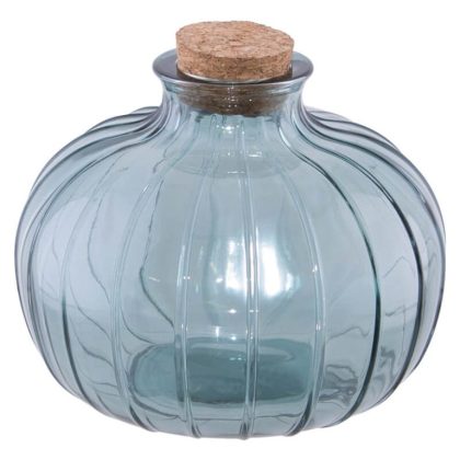 Glass Ornate Blue Bottle with Cork 8.5cm