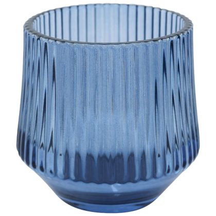 Blue Ribbed Votive