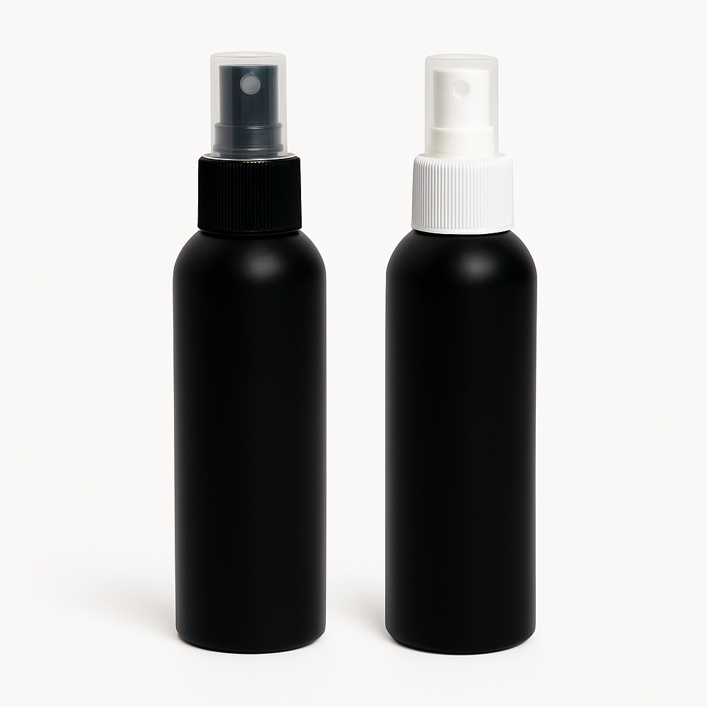HDPE Bottle 125ml Brooke BLACK with Spray Atomiser