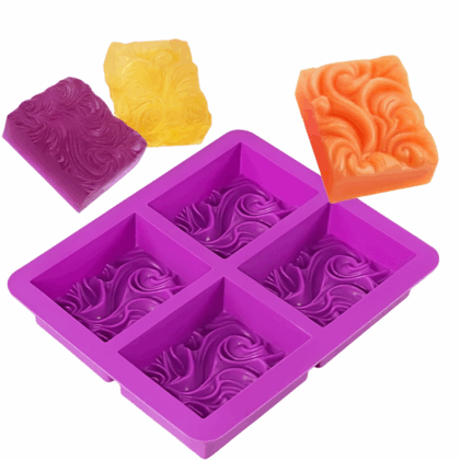 Mould Soap Silicone, 4 Cavity Wavy Flower