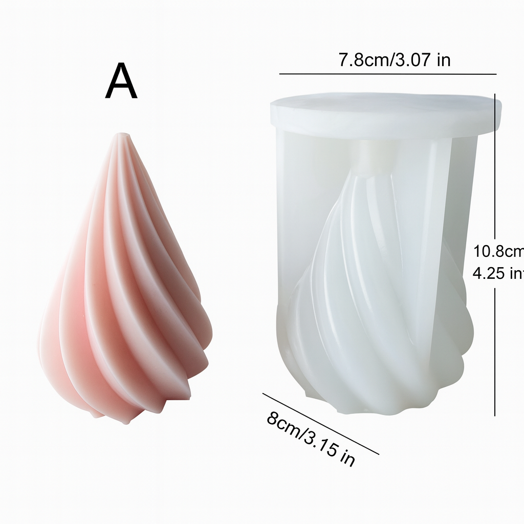 Mould Candle Silicone, Pointed Ice Cream Swirl