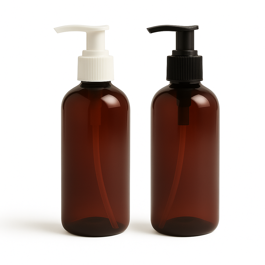 PET Bottle 200ml Rosalee AMBER with Lotion Pump